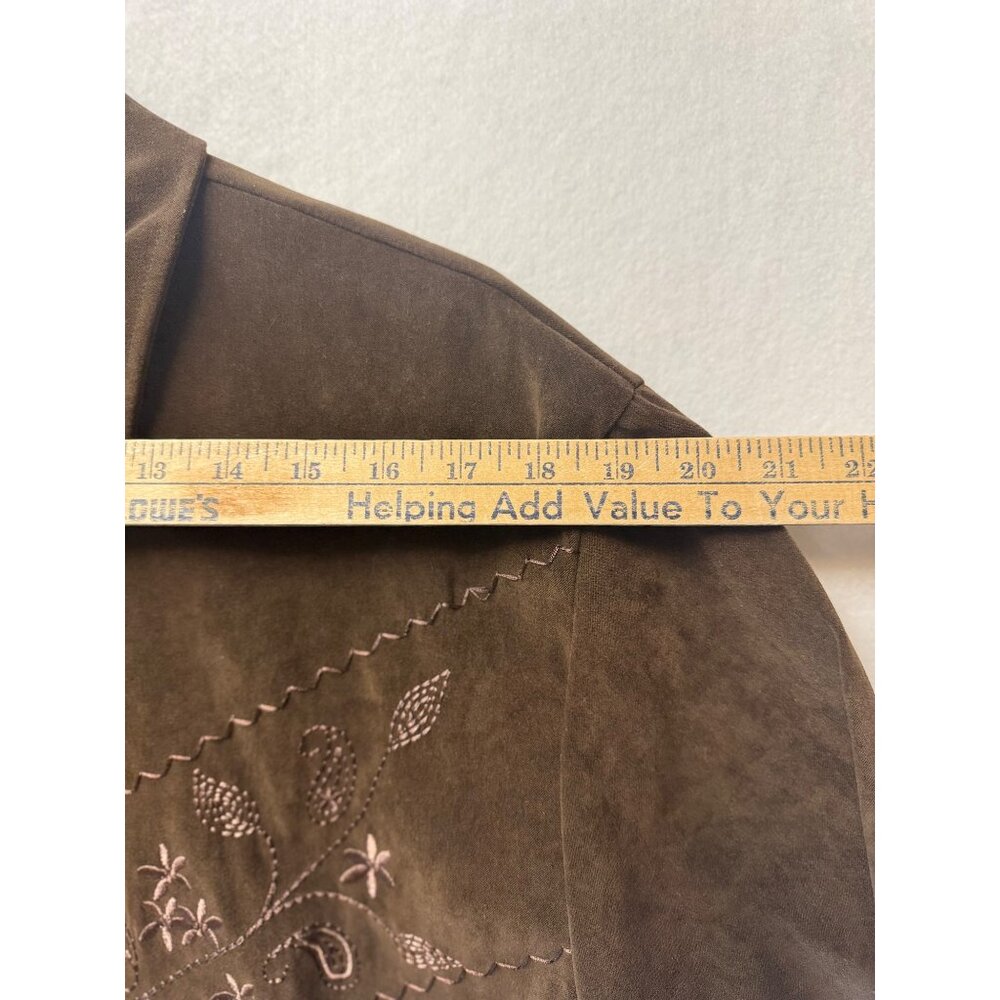 Teddi Embroidered Brown Jacket XL Polyester Spandex Zip-Up Floral Decorations - Picture 7 of 11
